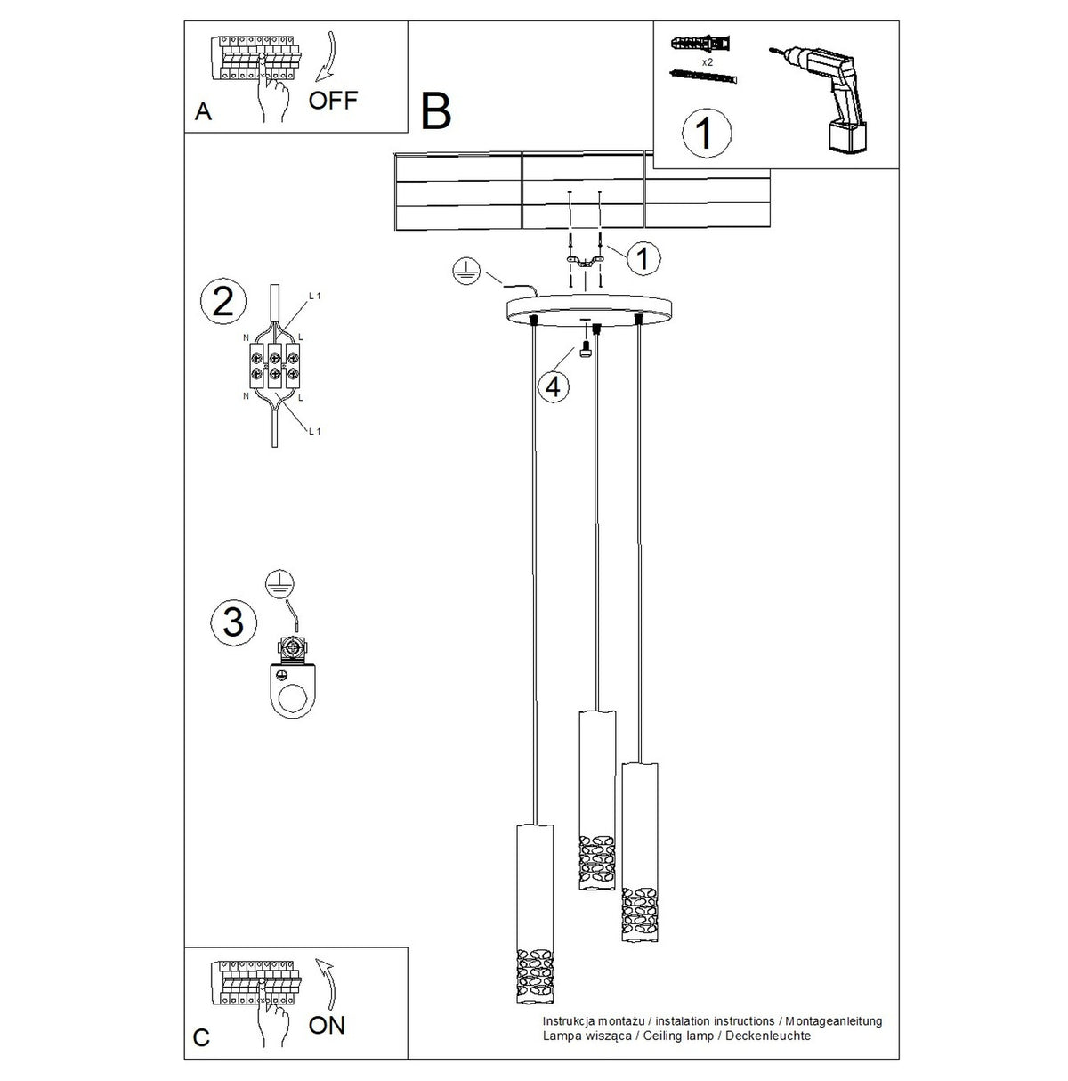 Pendant lamp LIRO 3P white