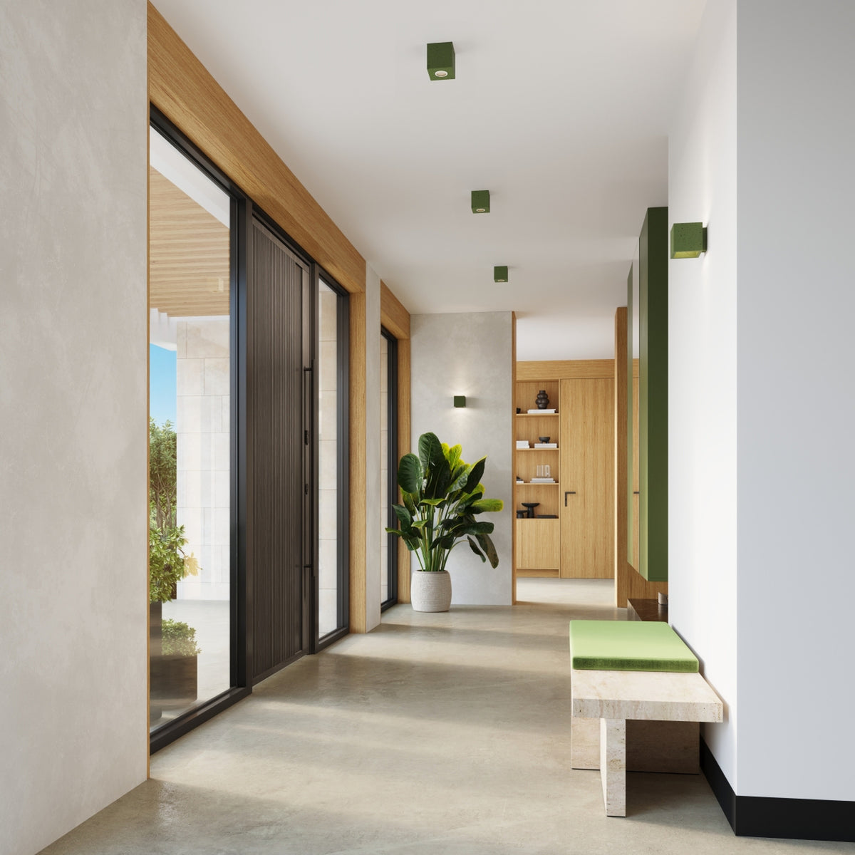Ceiling lamp QUAD concrete olive green
