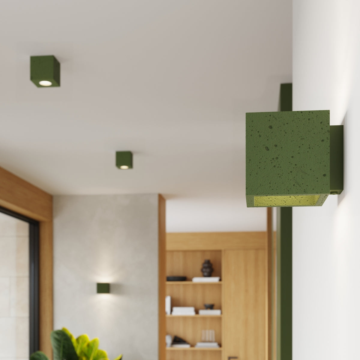 Ceiling lamp QUAD concrete olive green