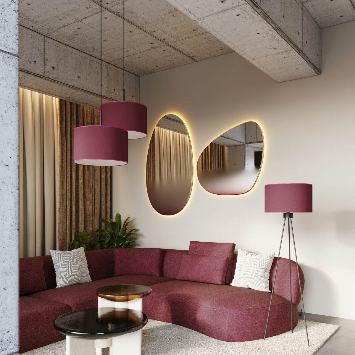 Pendant lamp NEVIA burgundy