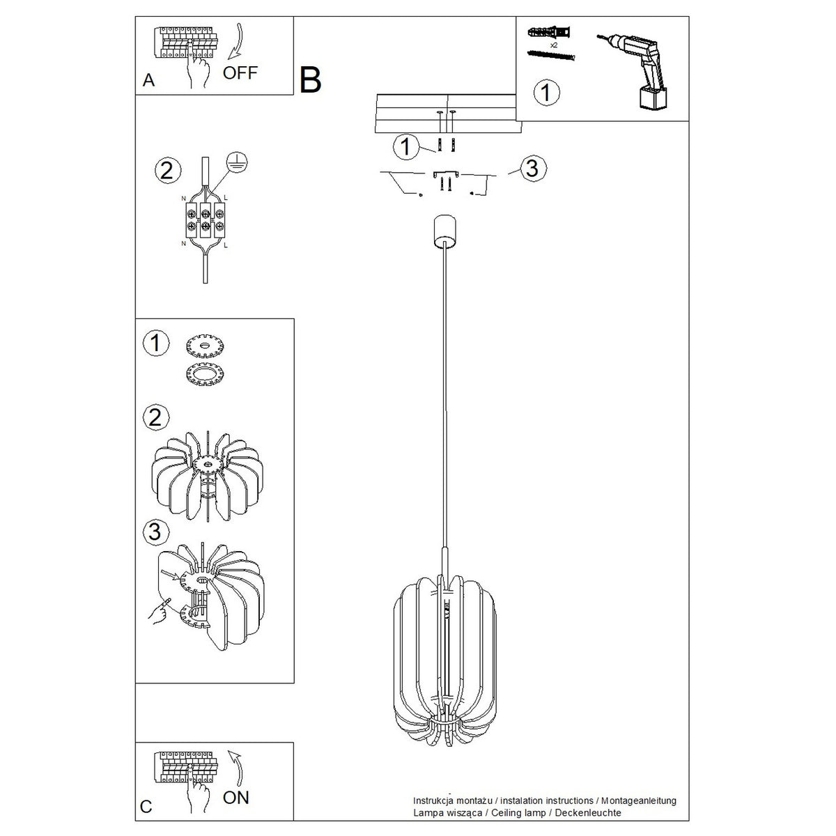 Pendant lamp MULA 27 navy
