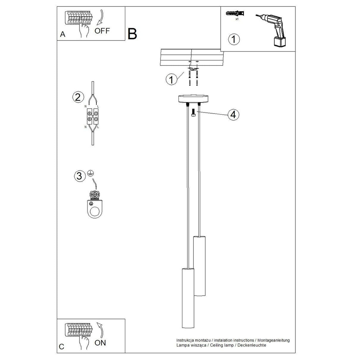 Pendant lamp LAGOS 2P white