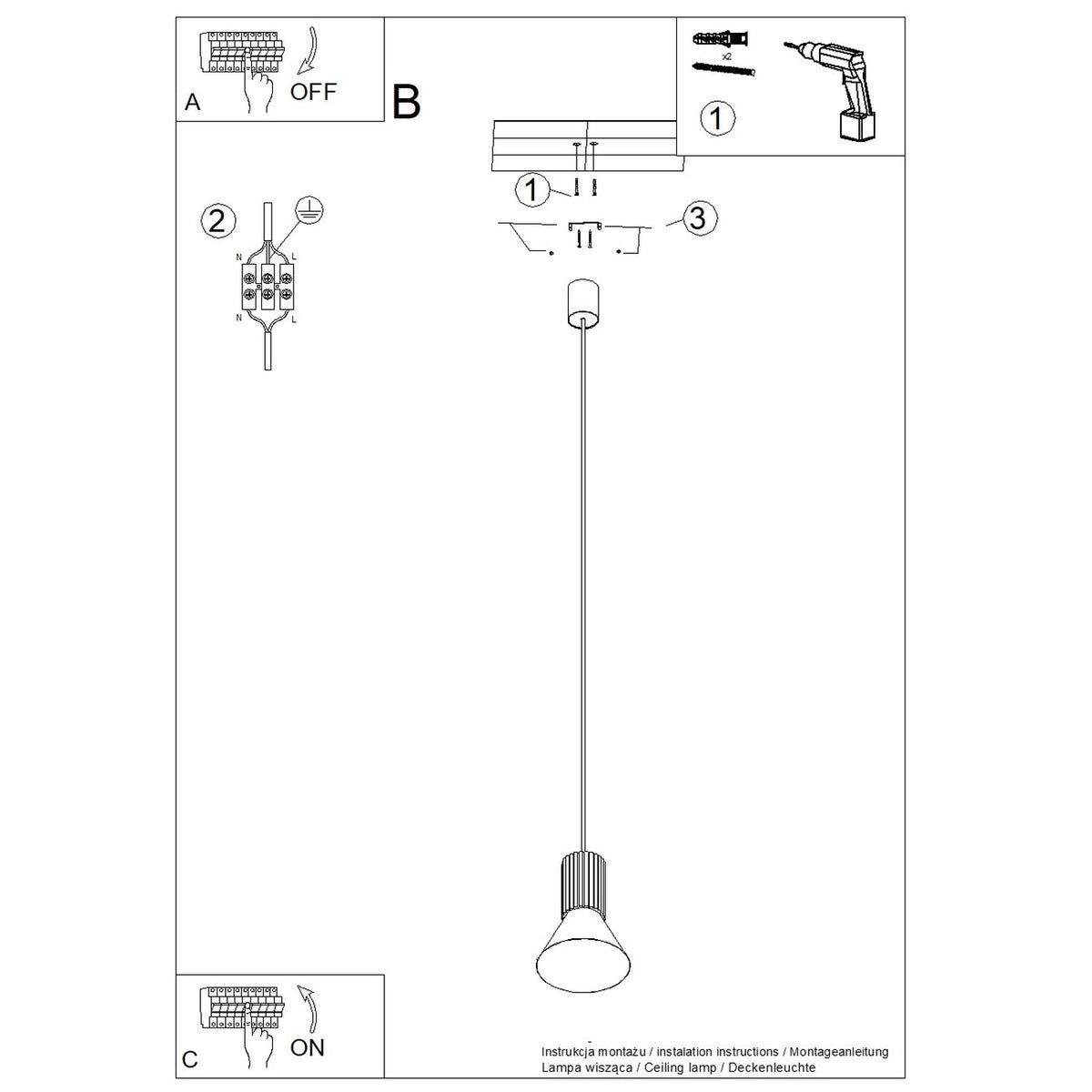 Pendant lamp ESTRIA 1 beige