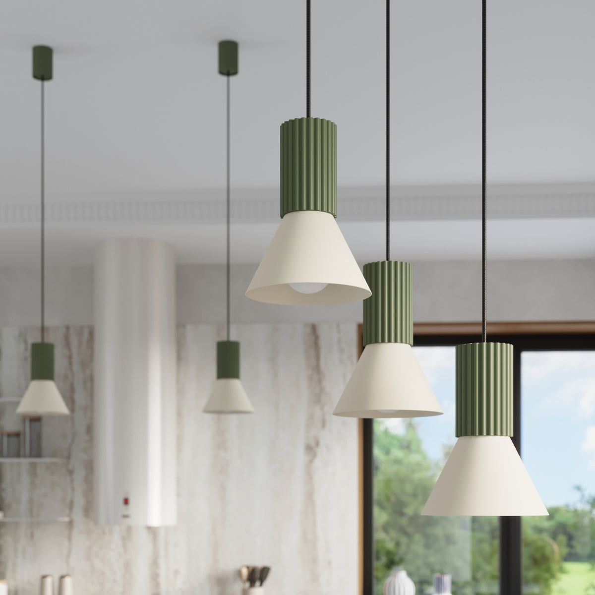 Pendant lamp ESTRIA 1 beige/olive green