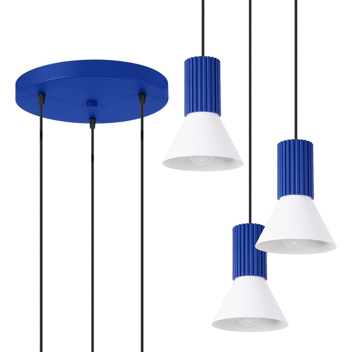 Pendant lamp ESTRIA 3P white/ultramarine