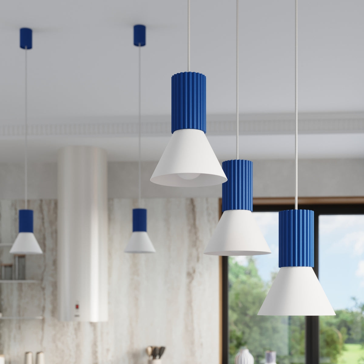 Pendant lamp ESTRIA 3P white/ultramarine