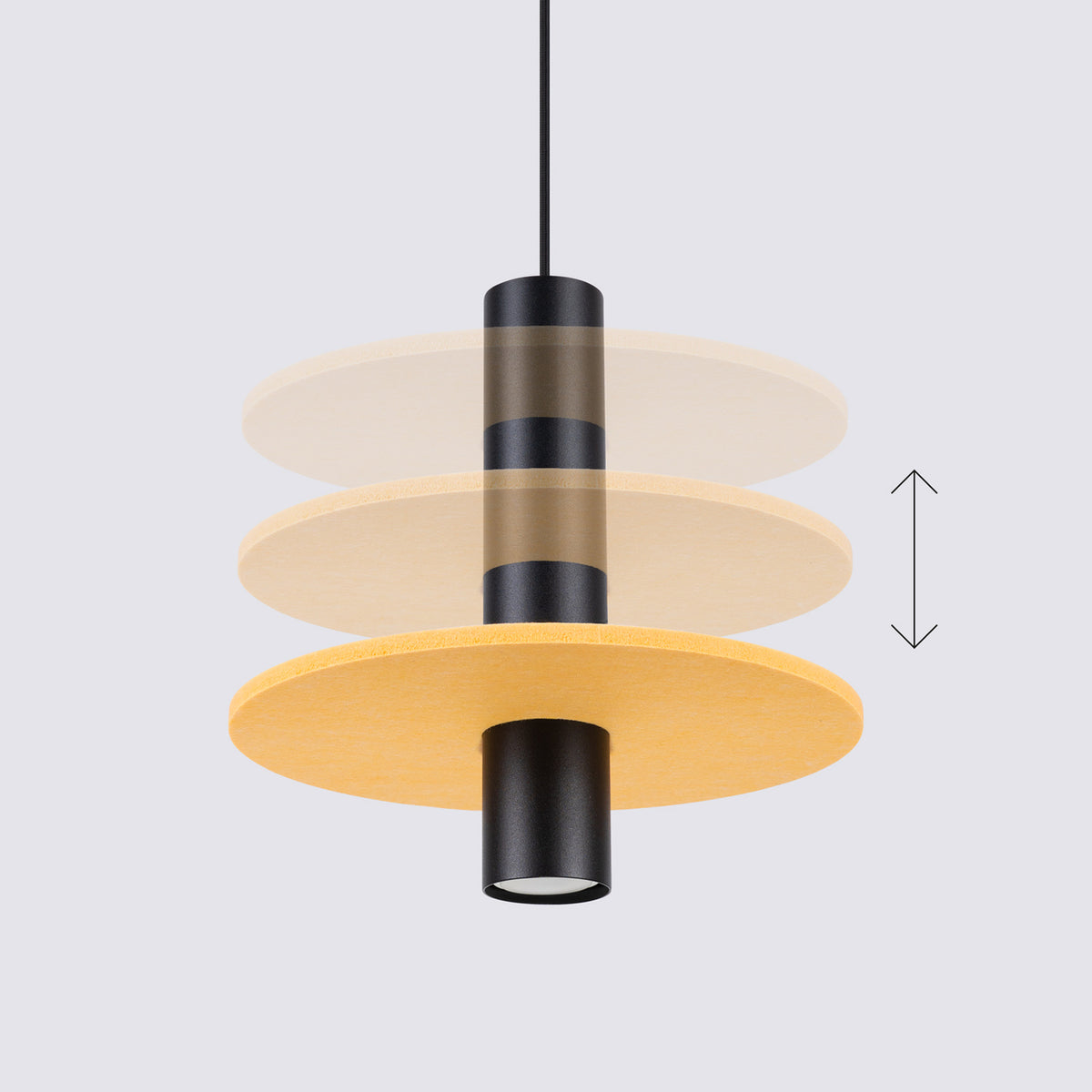 Pendant lamp PELTA 1 black/yellow