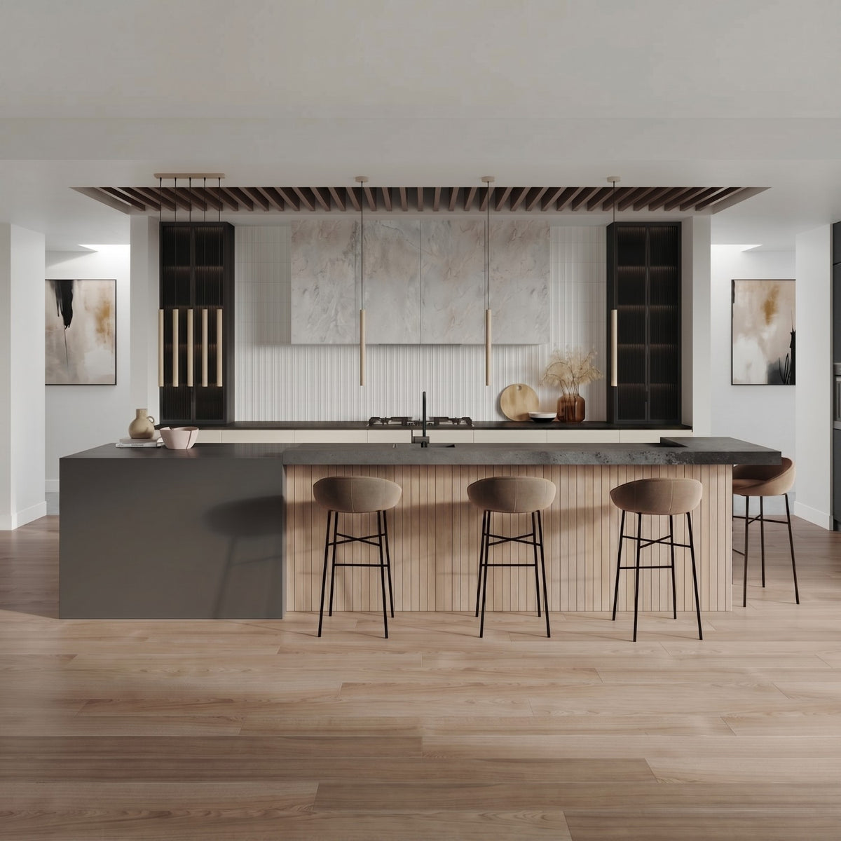 Pendant lamp PASTELO 3P taupe