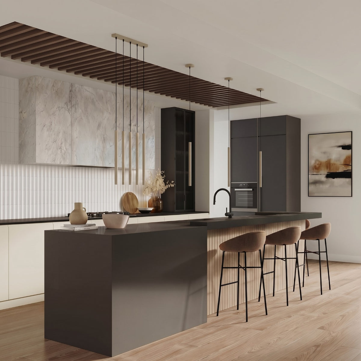 Pendant lamp PASTELO 3P taupe