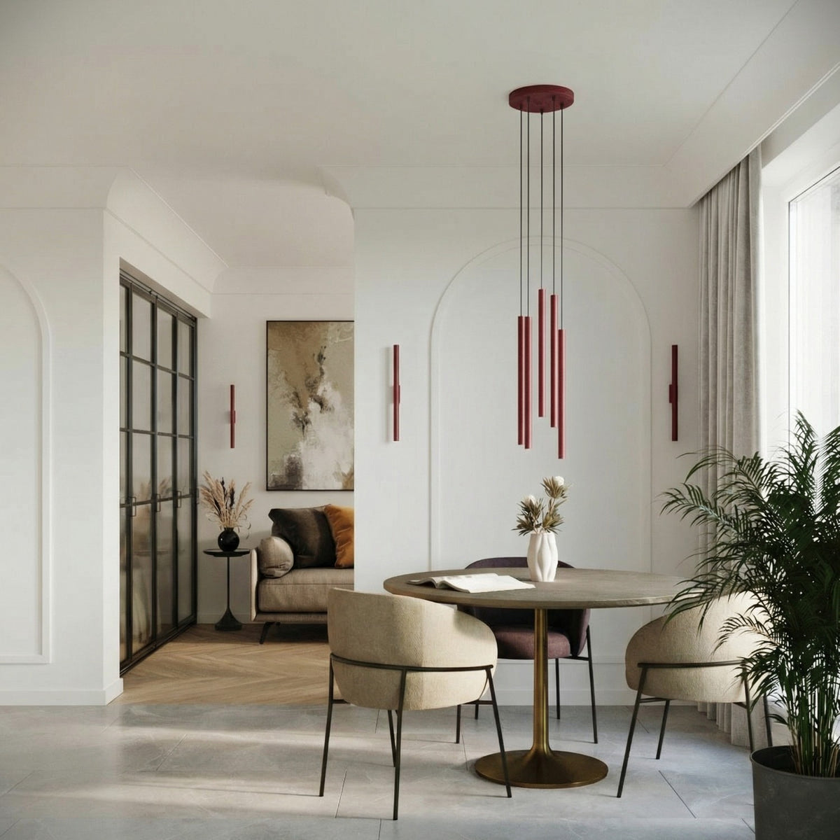 Pendant lamp PASTELO 3P burgundy