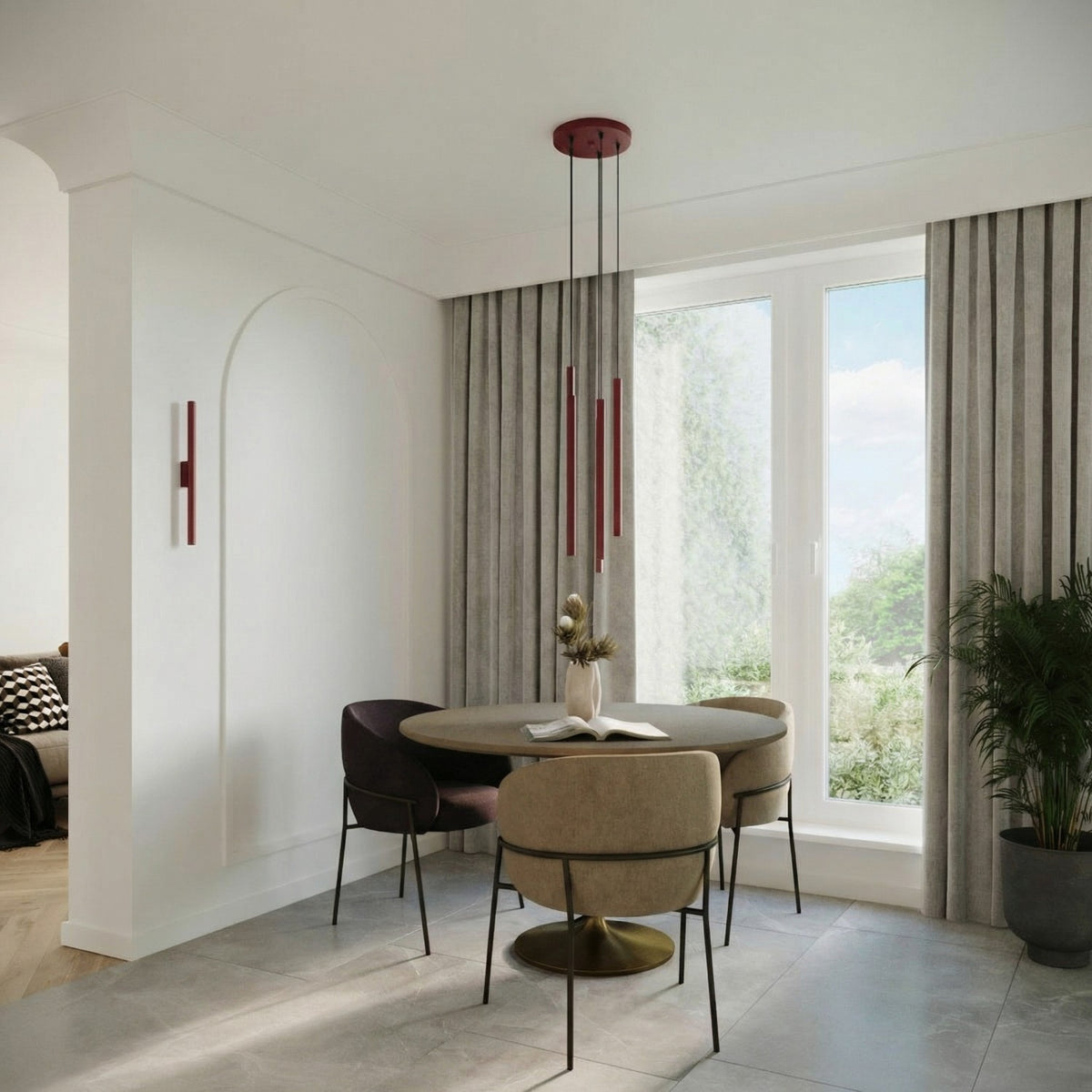 Pendant lamp PASTELO 3P burgundy