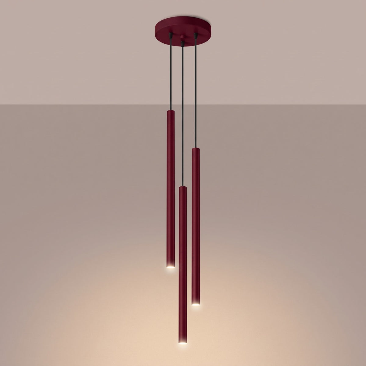 Pendant lamp PASTELO 3P burgundy