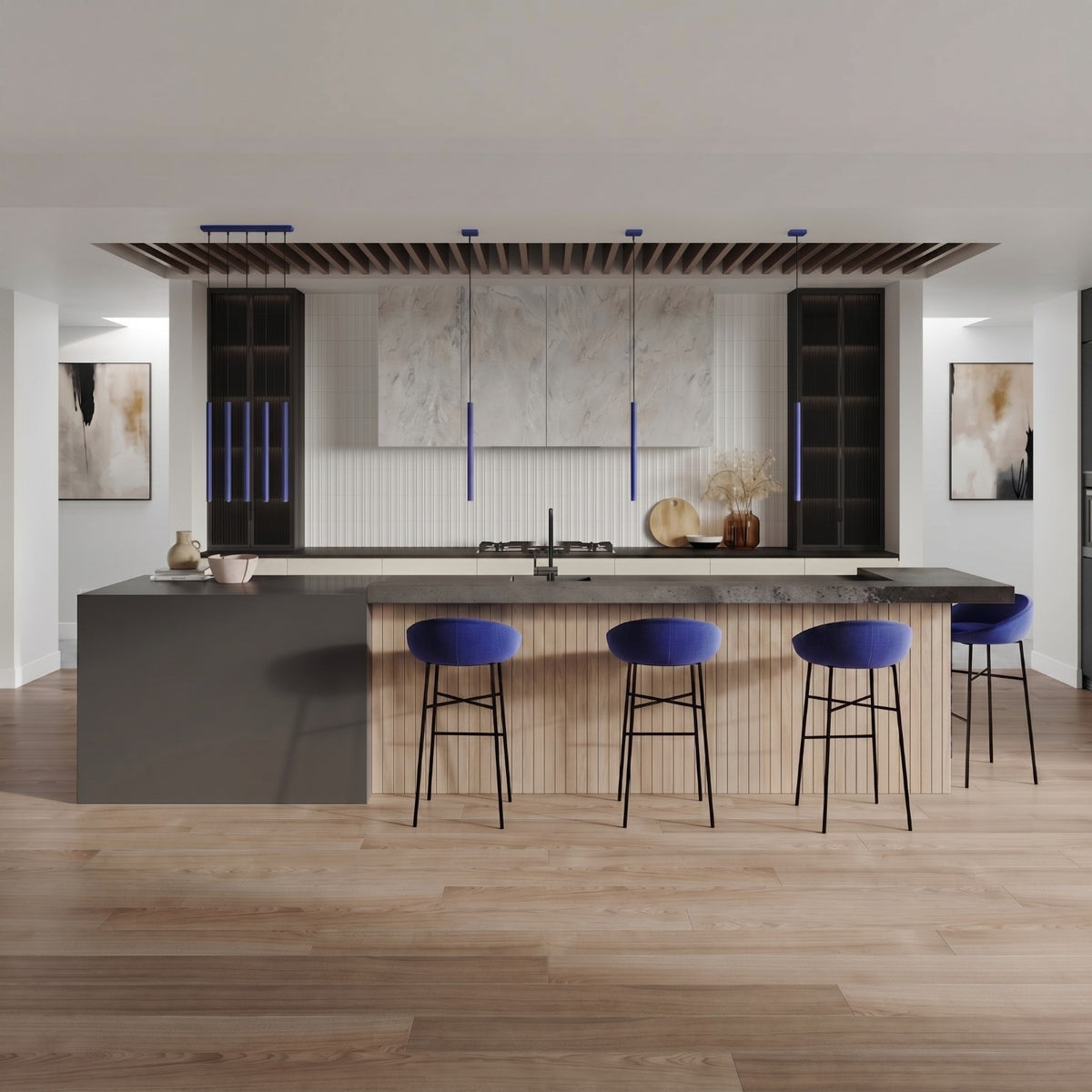 Pendant lamp PASTELO 3P ultramarine