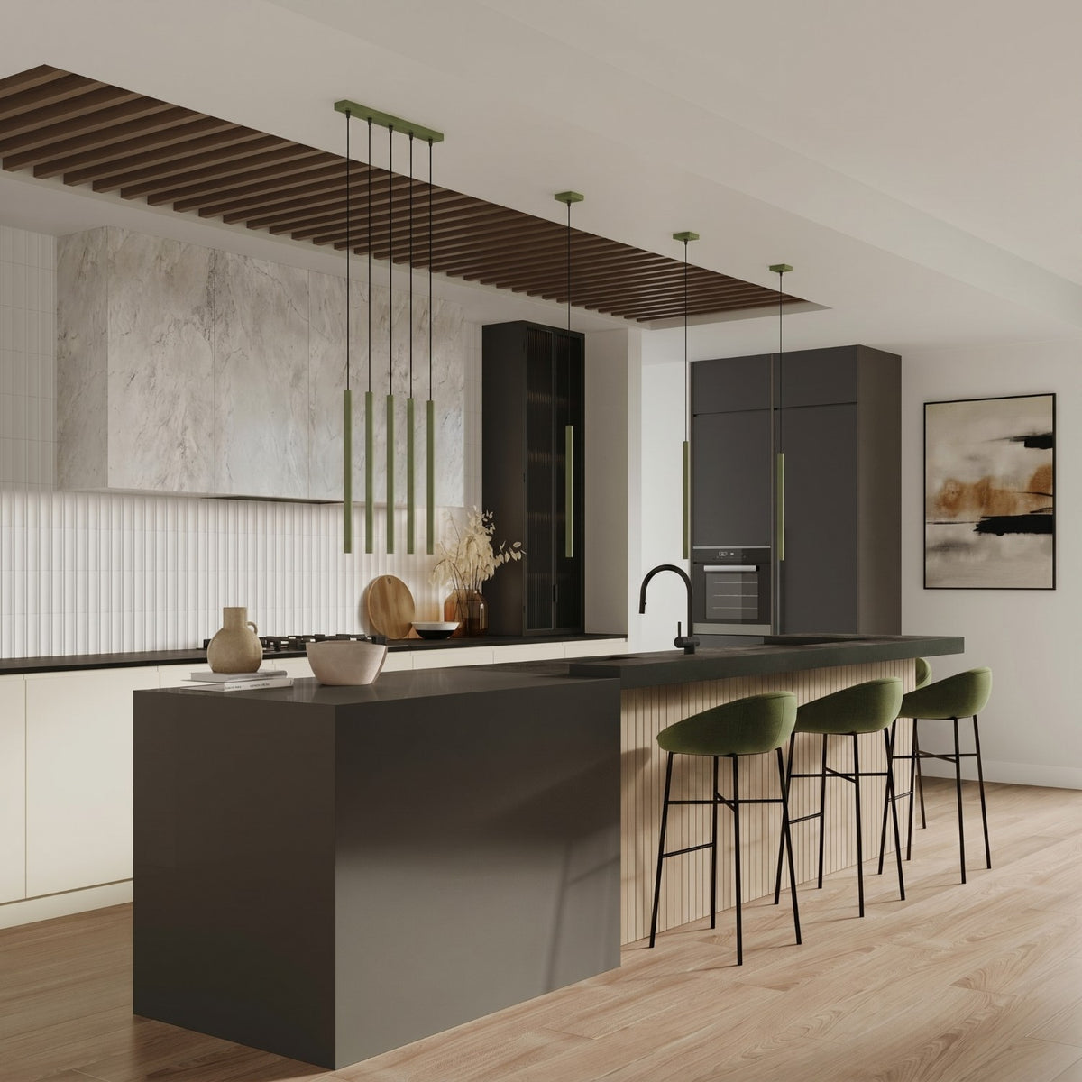 Pendant lamp PASTELO 3P sage