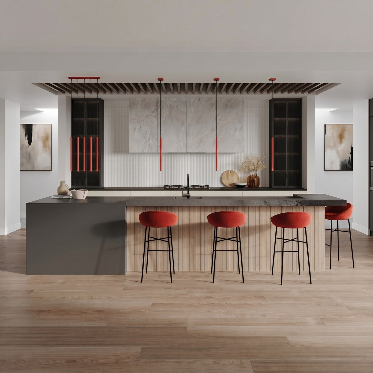 Pendant lamp PASTELO 3P red