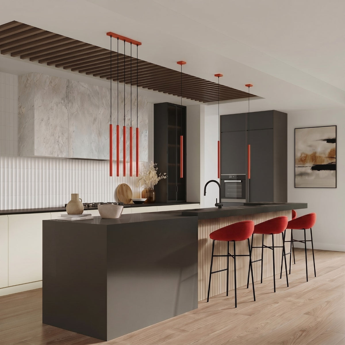 Pendant lamp PASTELO 3P red