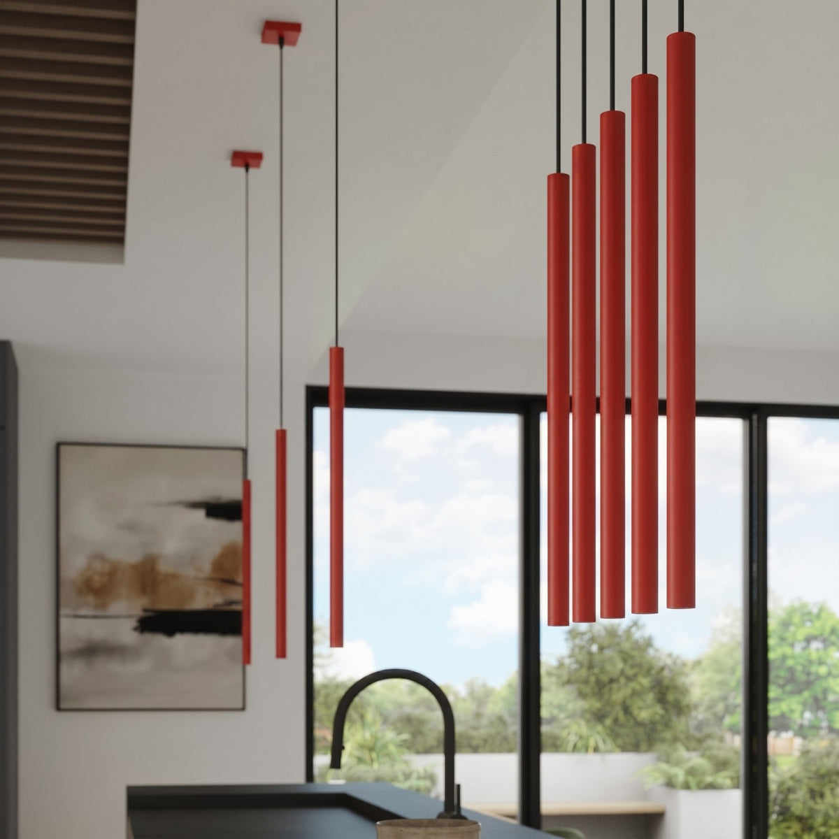 Pendant lamp PASTELO 3P red