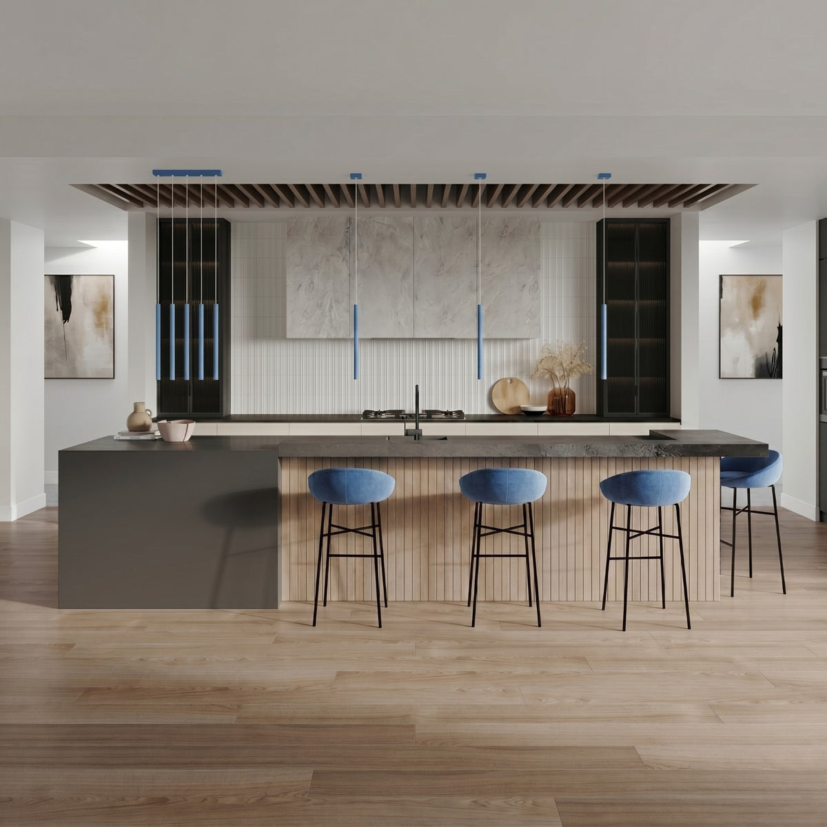 Pendant lamp PASTELO 3P azure