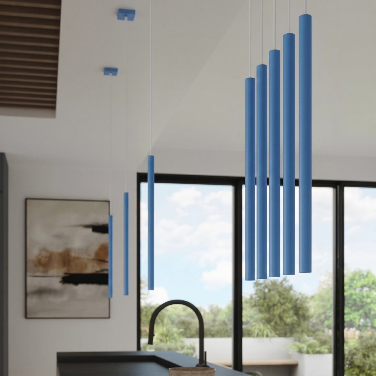 Pendant lamp PASTELO 3P azure