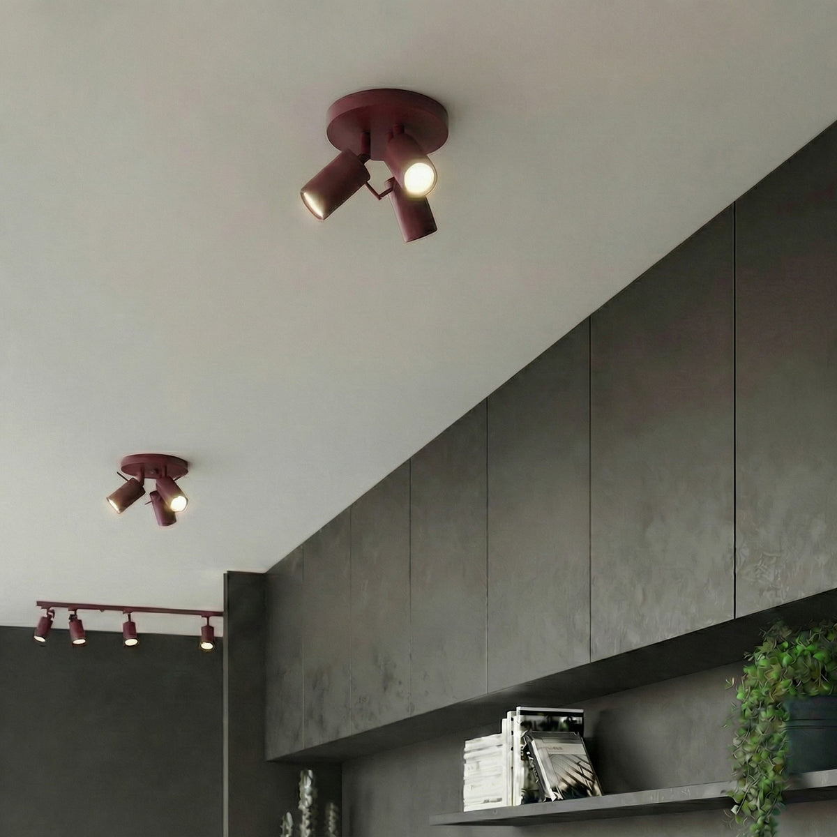 Ceiling lamp RING 3P burgundy