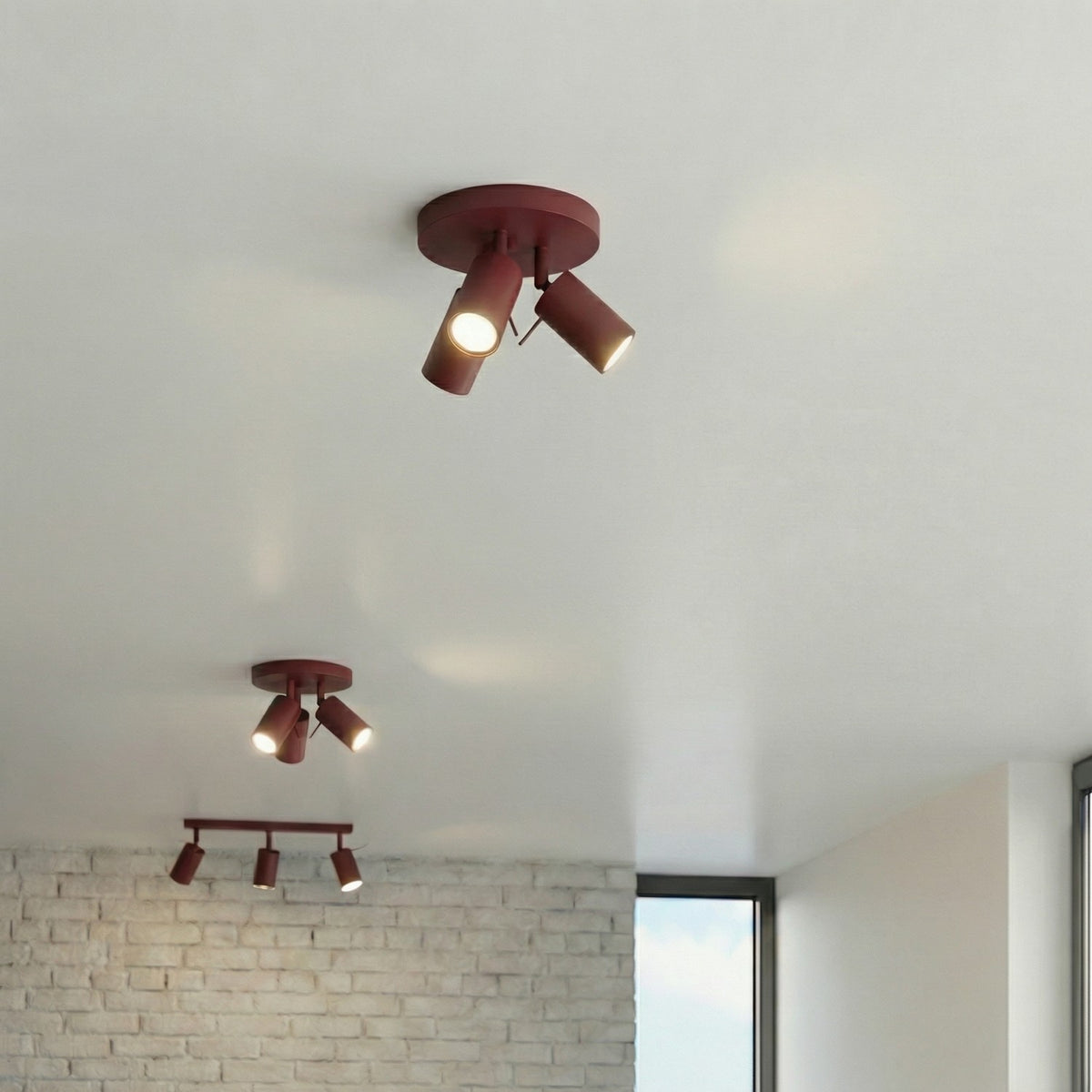 Ceiling lamp RING 3P burgundy