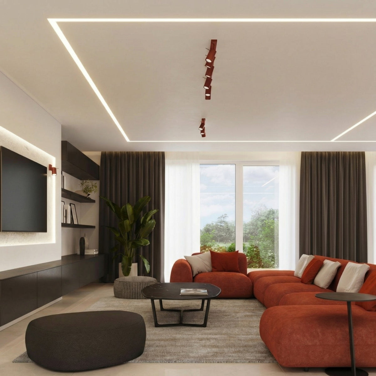 Ceiling lamp RING 4L burgundy