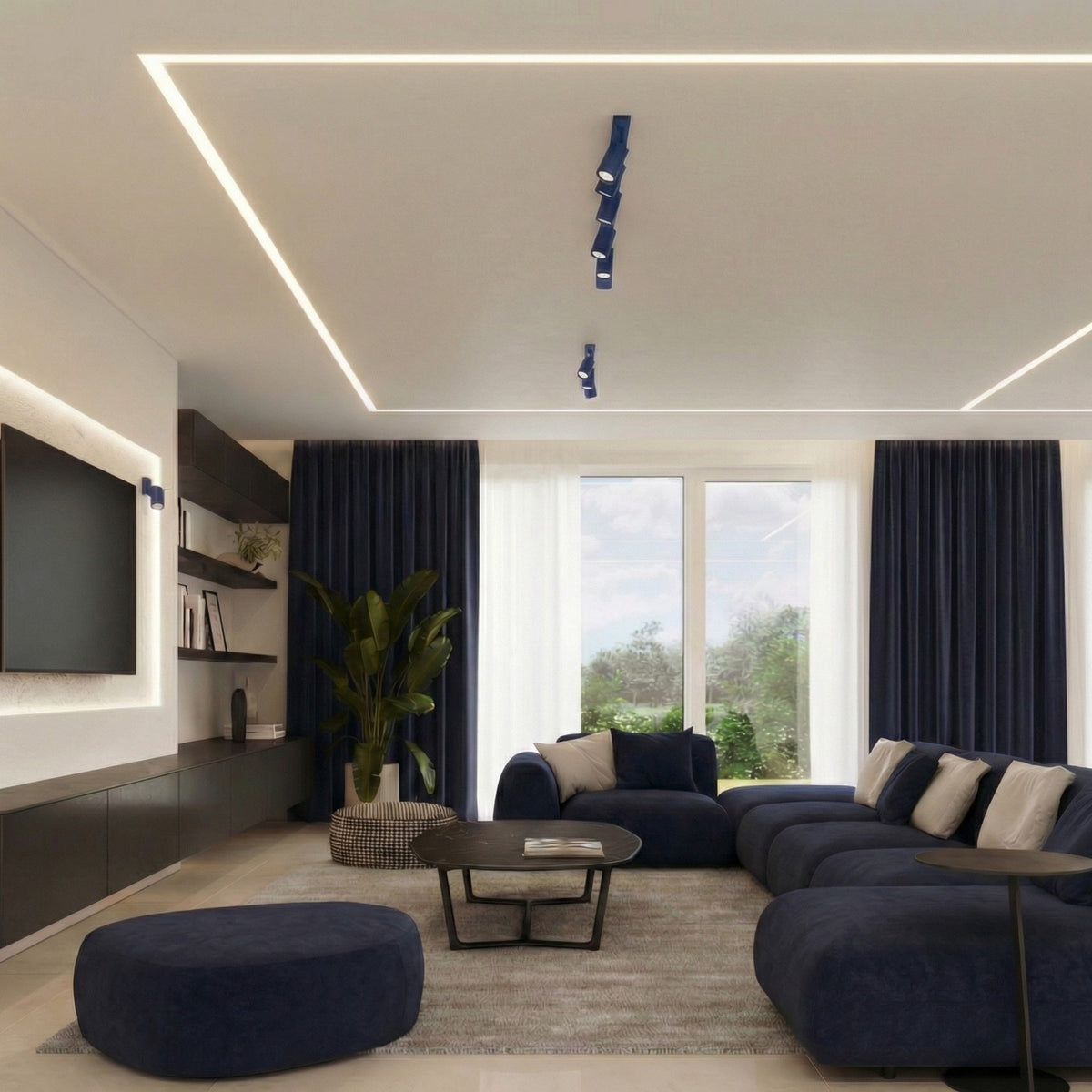 Ceiling lamp RING 2 ultramarine