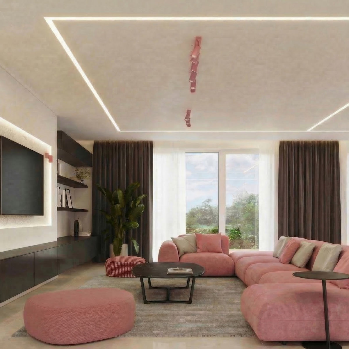 Ceiling lamp RING 2 pink