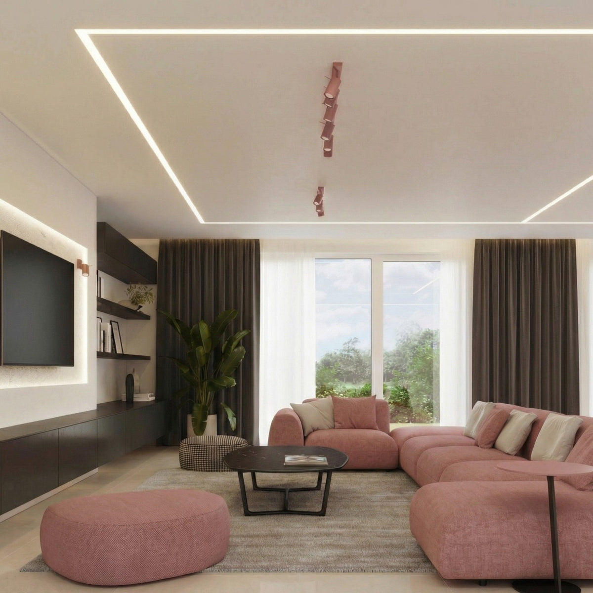 Ceiling lamp RING 3L pink