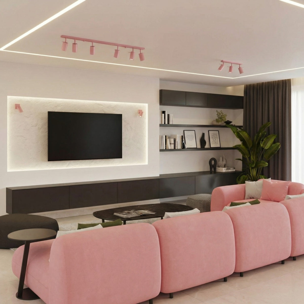 Ceiling lamp RING 3L pink