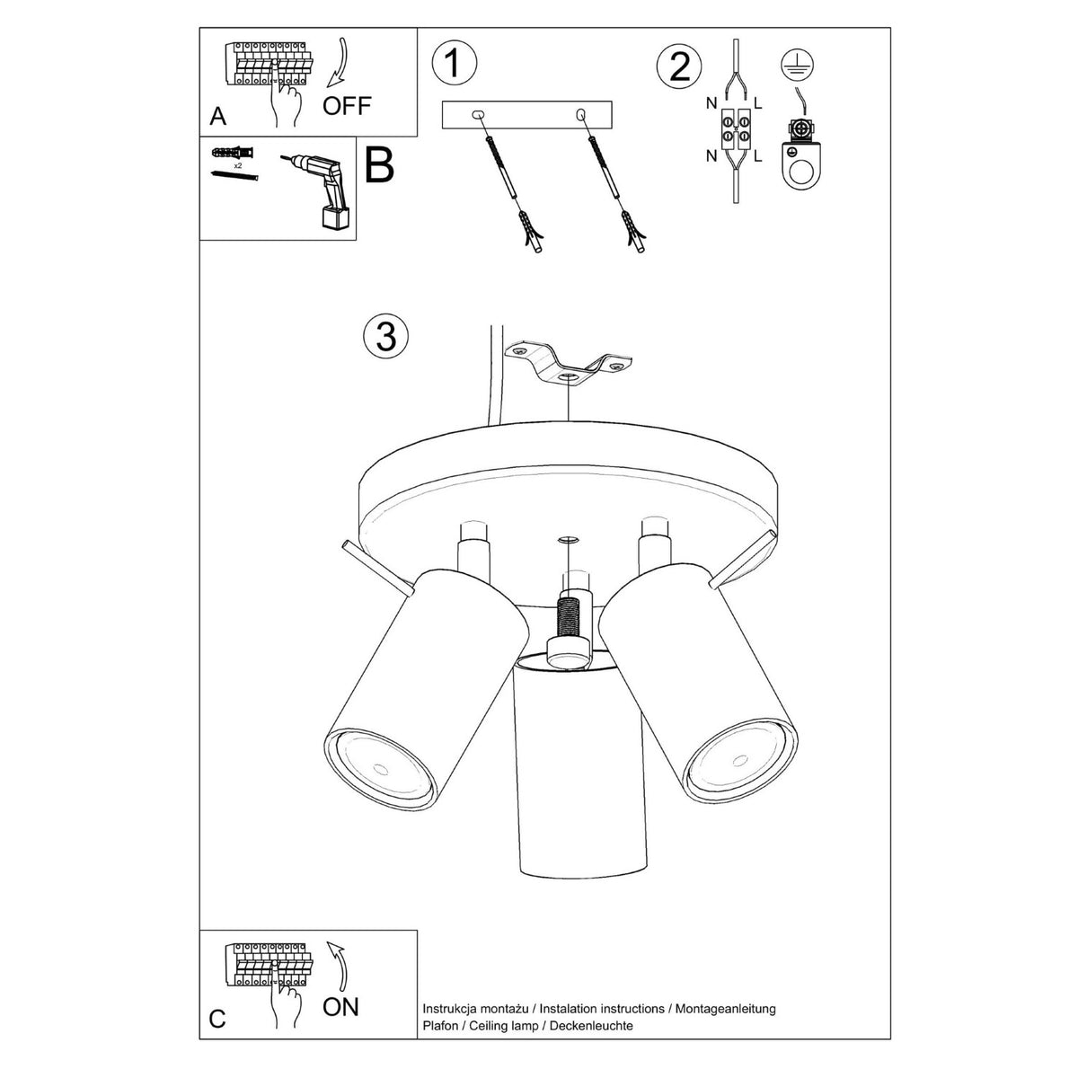 Ceiling lamp RING 3P pink