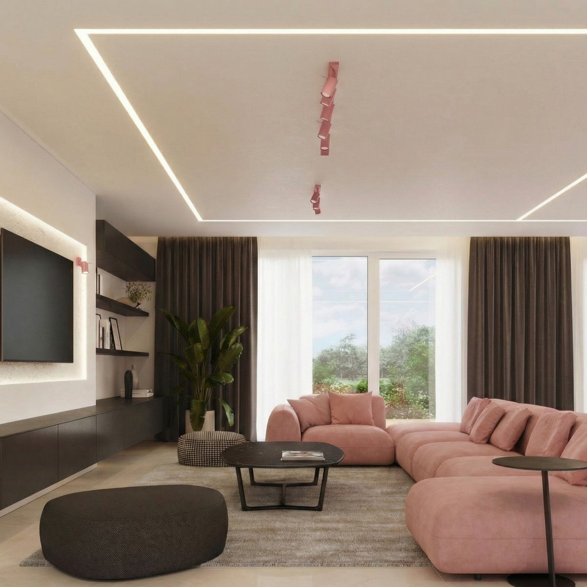 Ceiling lamp RING 3P pink