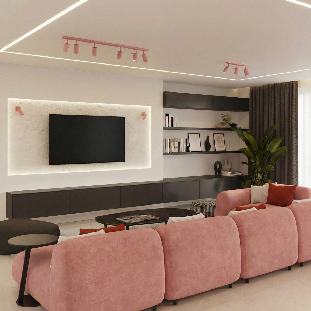 Ceiling lamp RING 3P pink