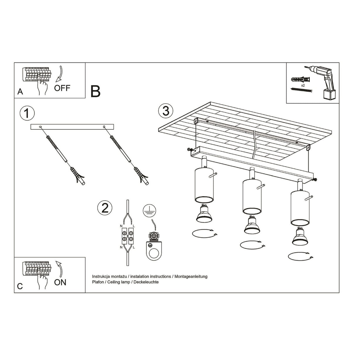 Ceiling lamp RING 3L sage