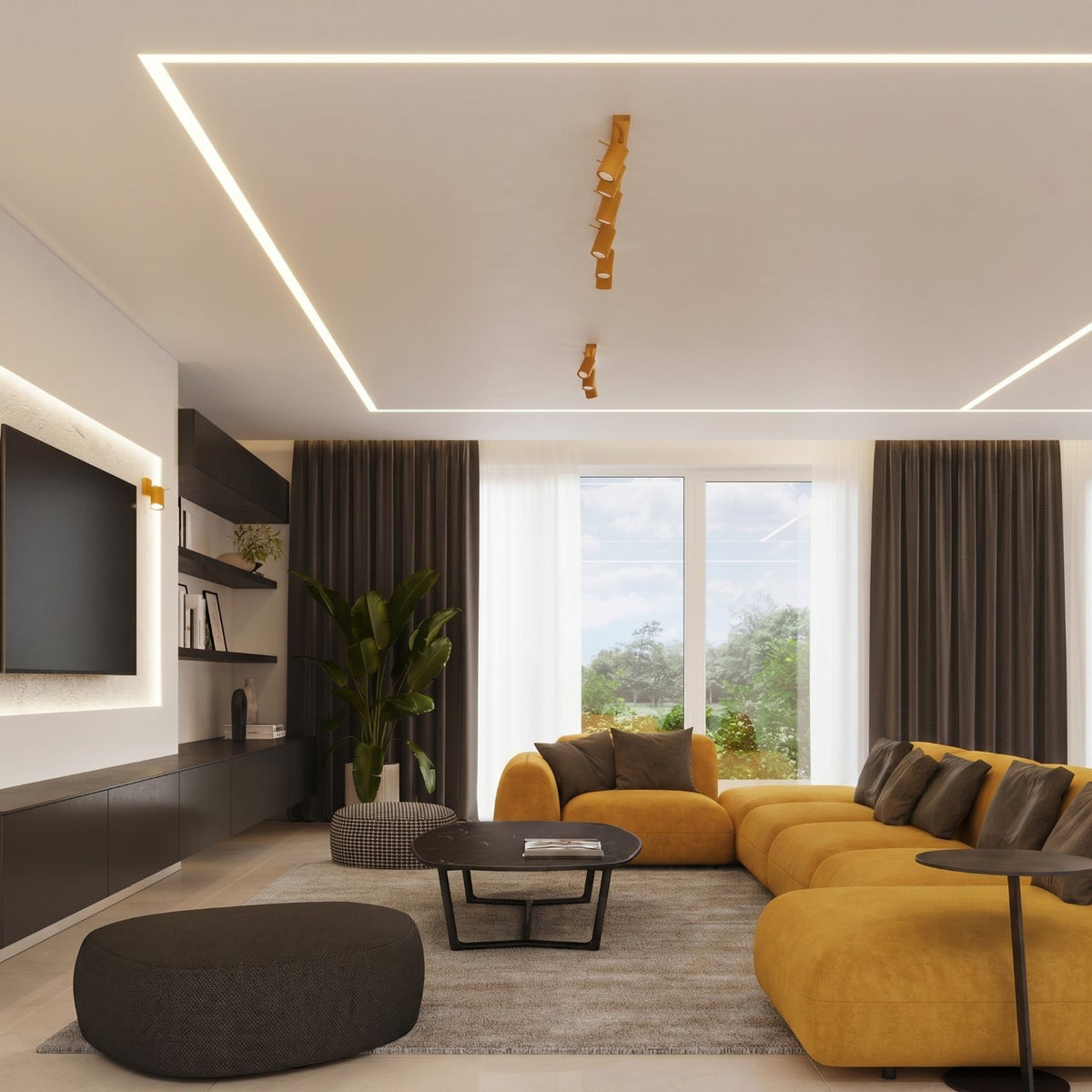 Ceiling lamp RING 3L yellow