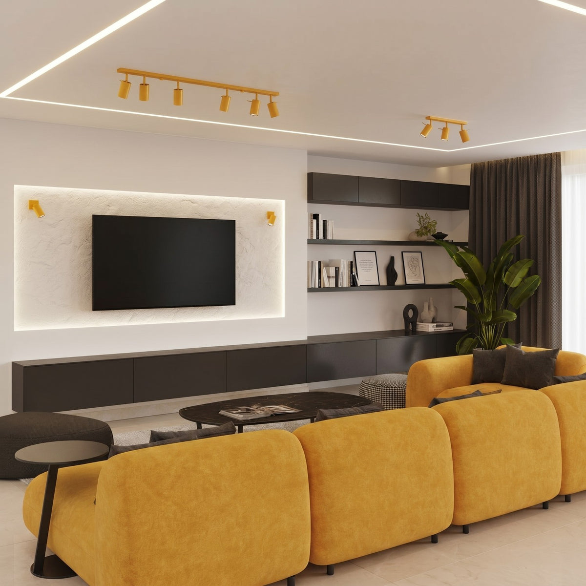 Ceiling lamp RING 6L yellow