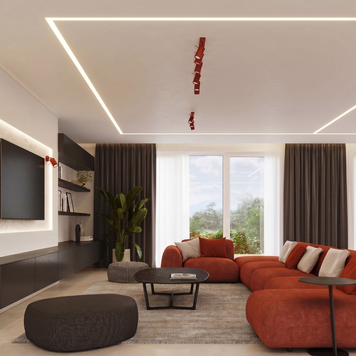 Ceiling lamp RING 3P red