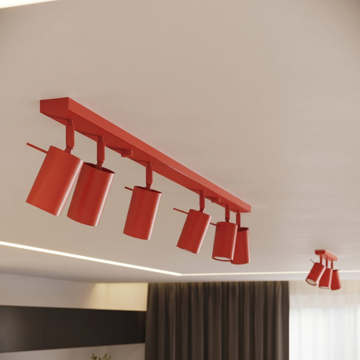 Ceiling lamp RING 4L red