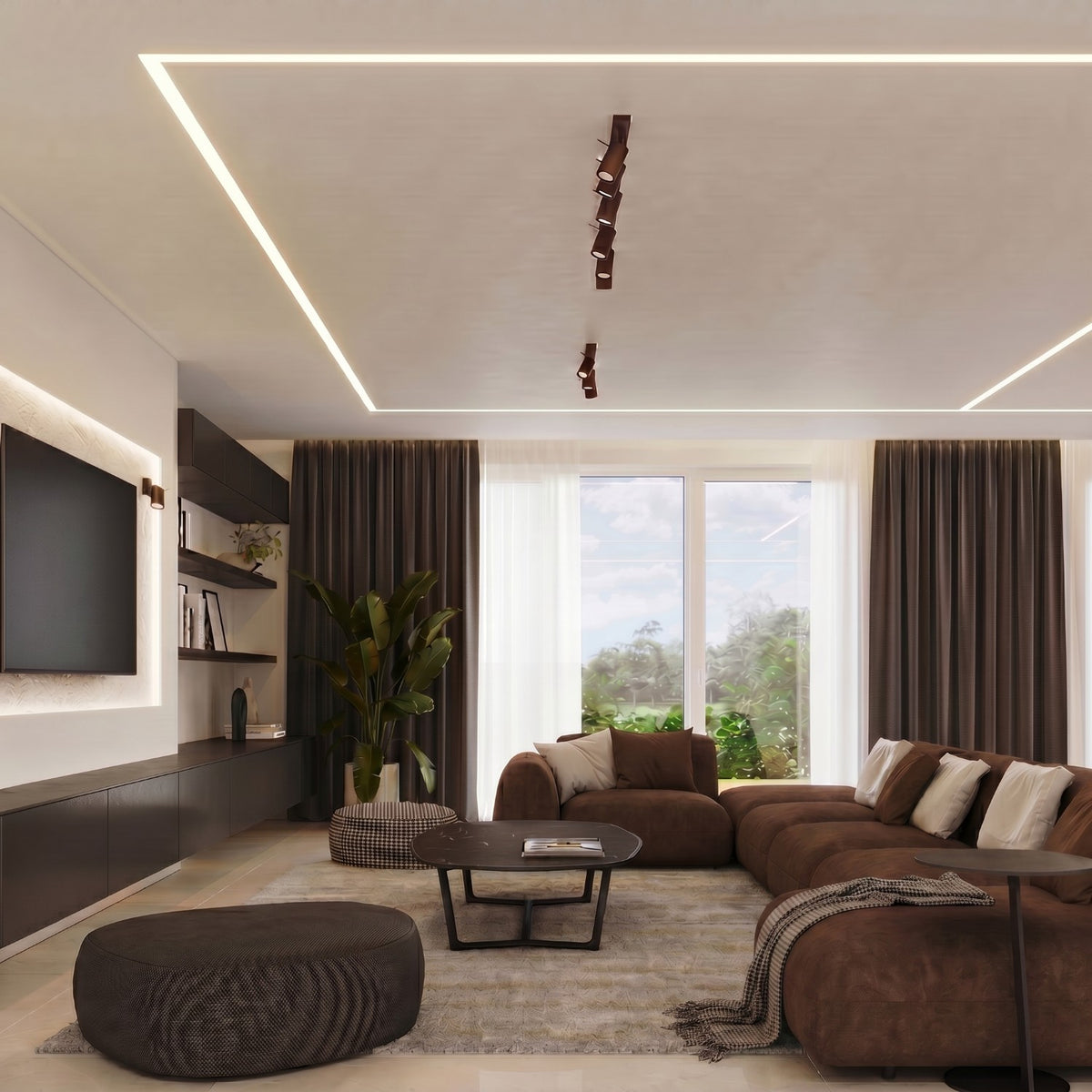 Ceiling lamp RING 3P brown