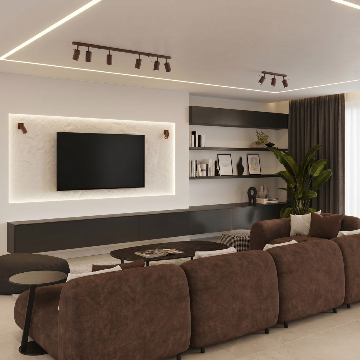 Ceiling lamp RING 3P brown