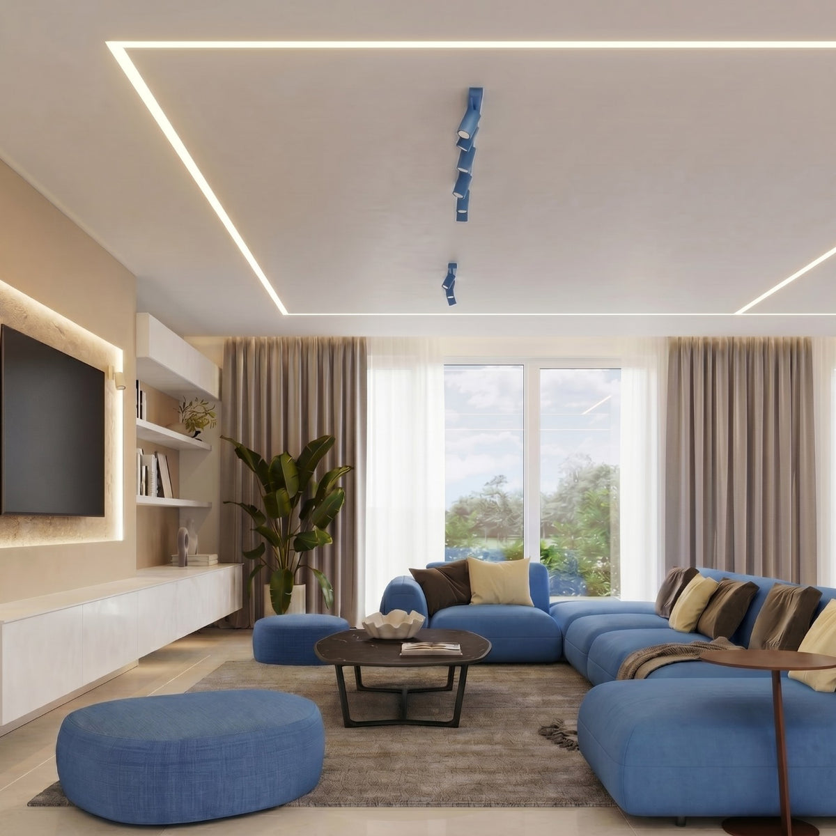Ceiling lamp RING 4L azure