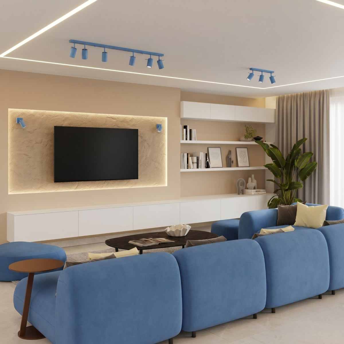 Ceiling lamp RING 4L azure