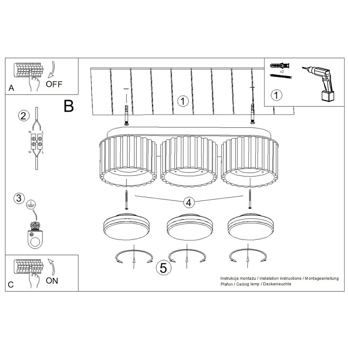 Ceiling lamp MODO 3 red ochre Gx53
