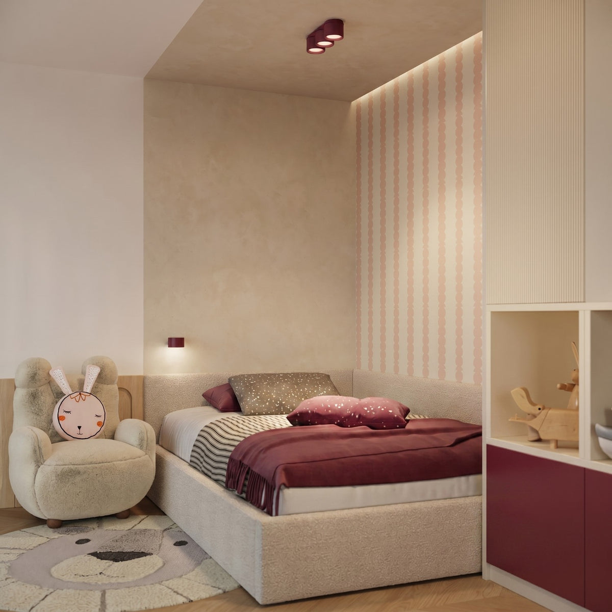 Ceiling lamp MODO 3 burgundy Gx53