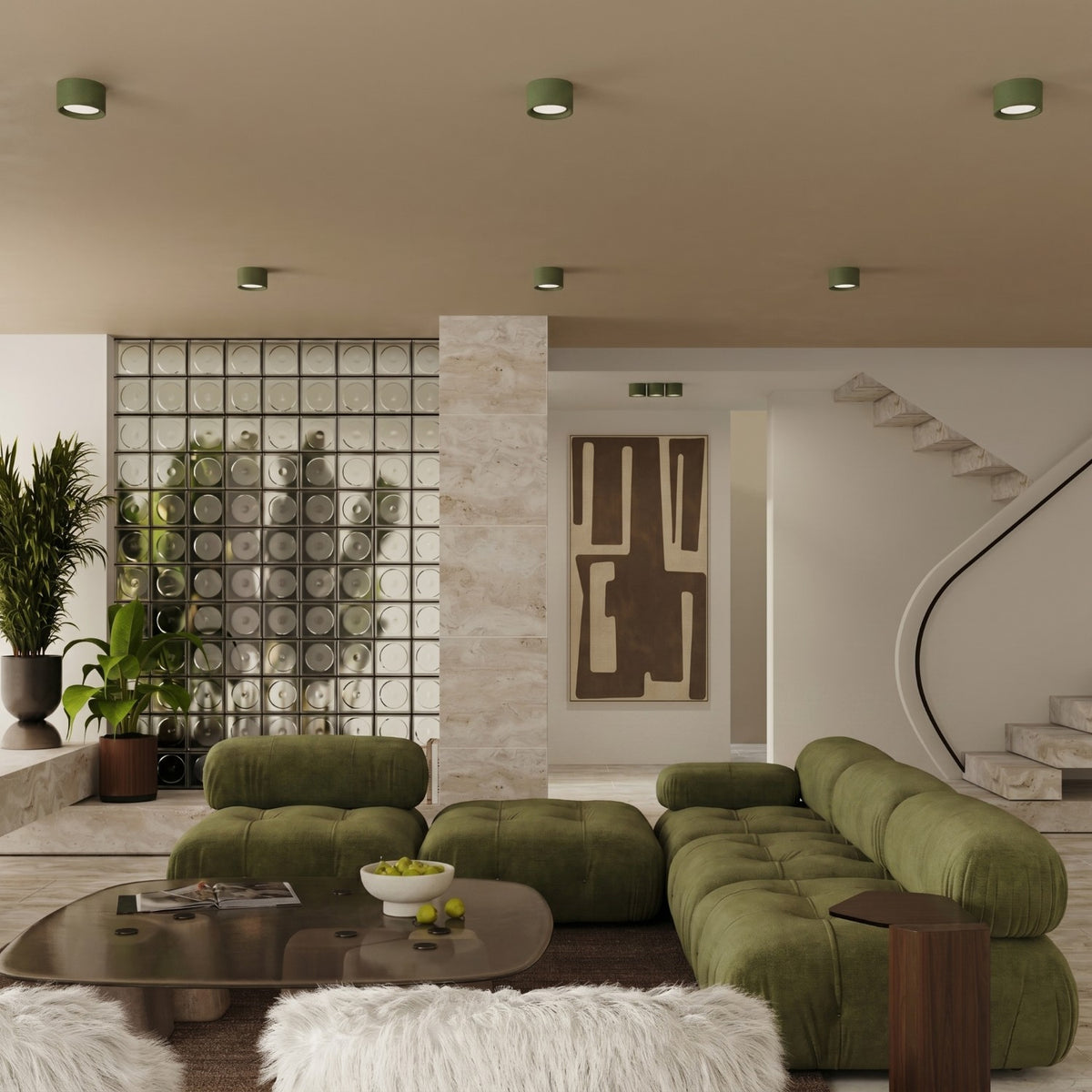 Ceiling lamp MODO 1 olive green Gx53