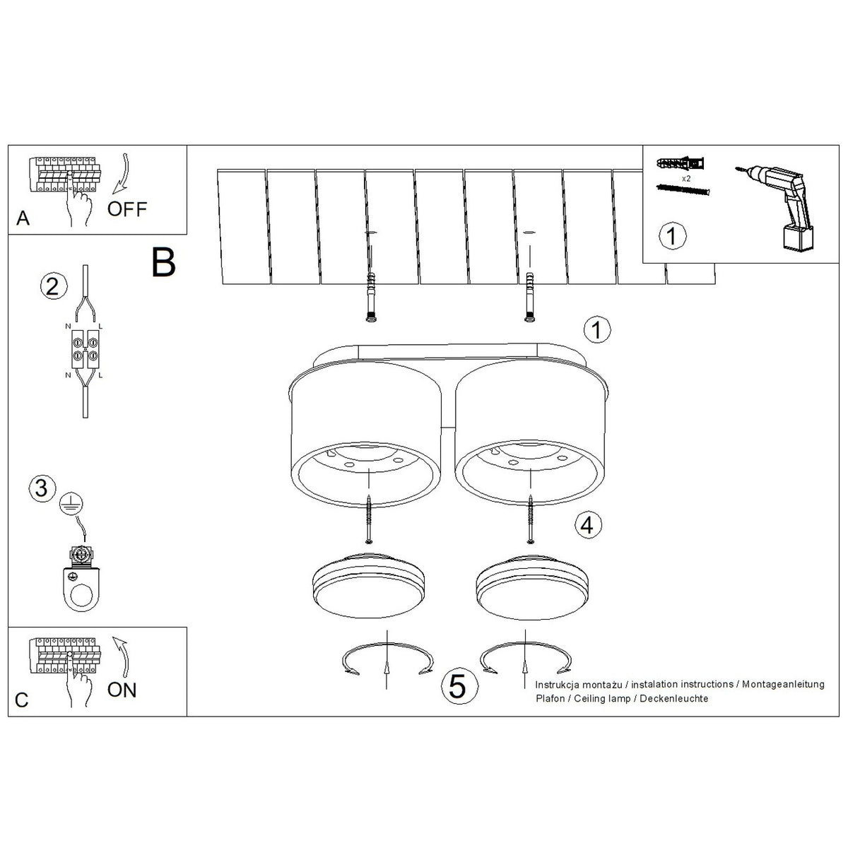 Ceiling lamp MODO 2 red Gx53