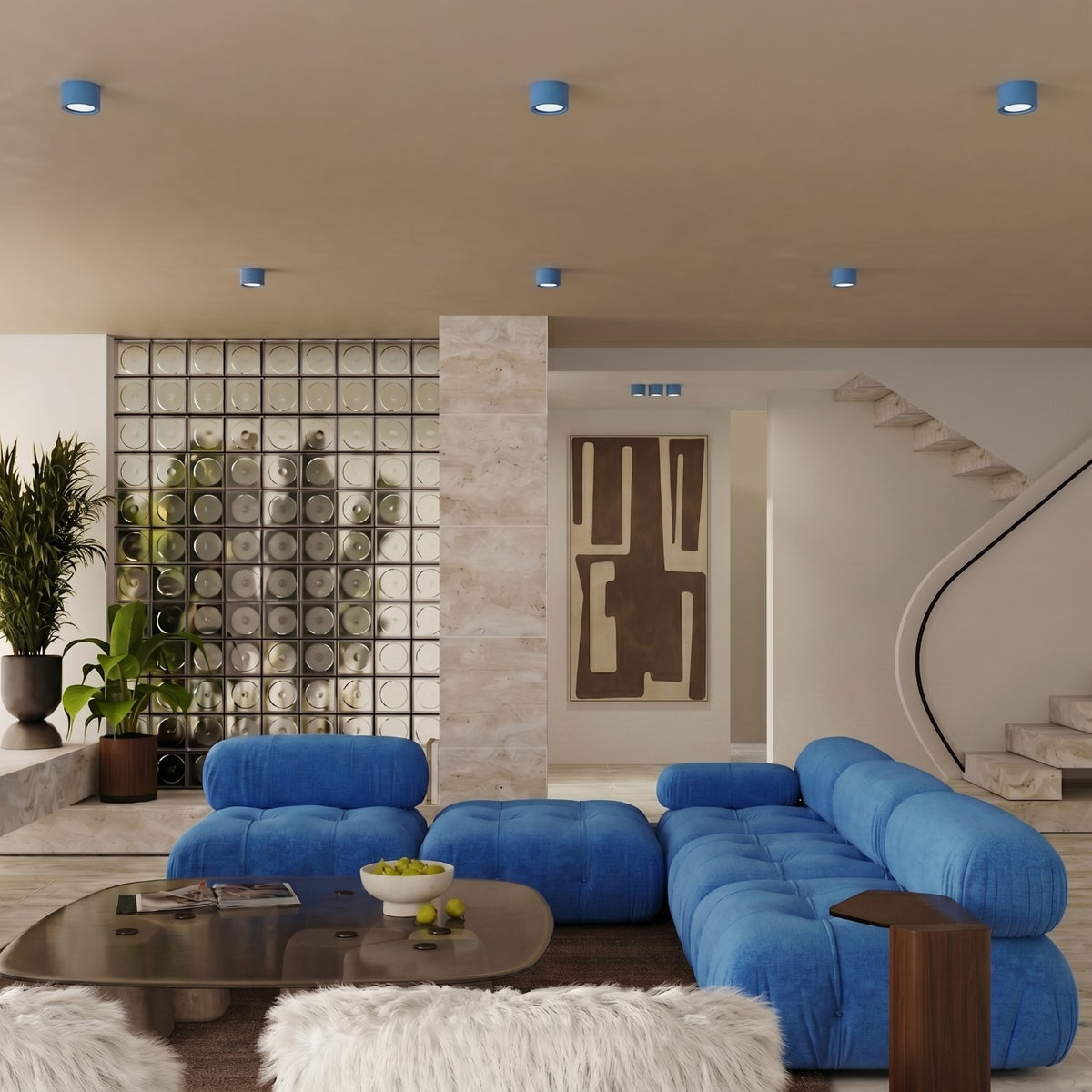 Ceiling lamp MODO 1 azure Gx53