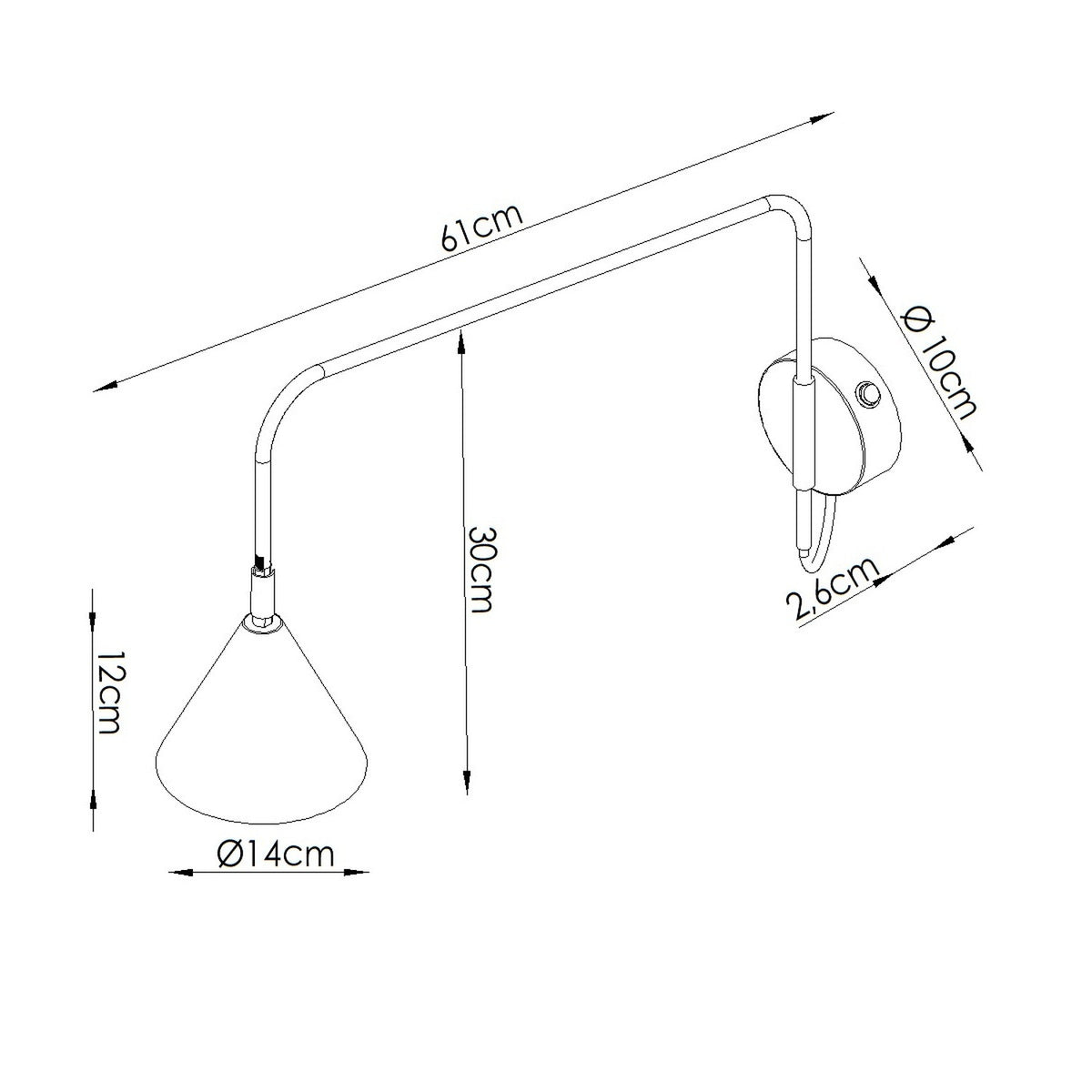 Wall lamp NOX 1 white with a switch