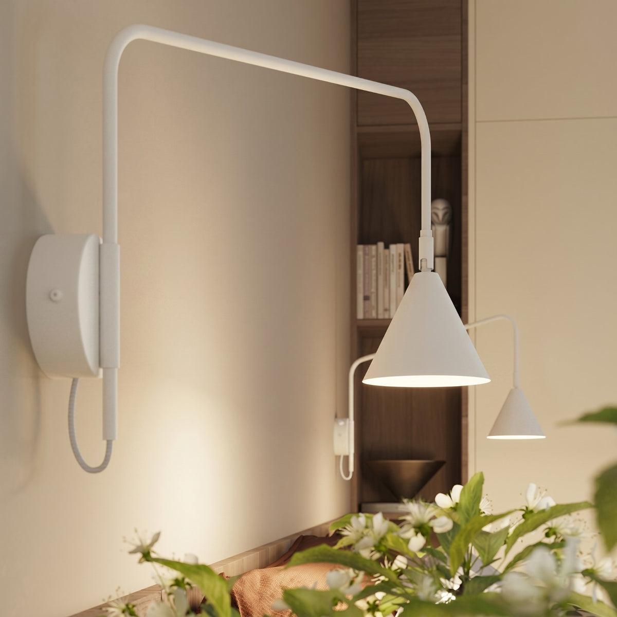 Wall lamp NOX 1 white with a switch