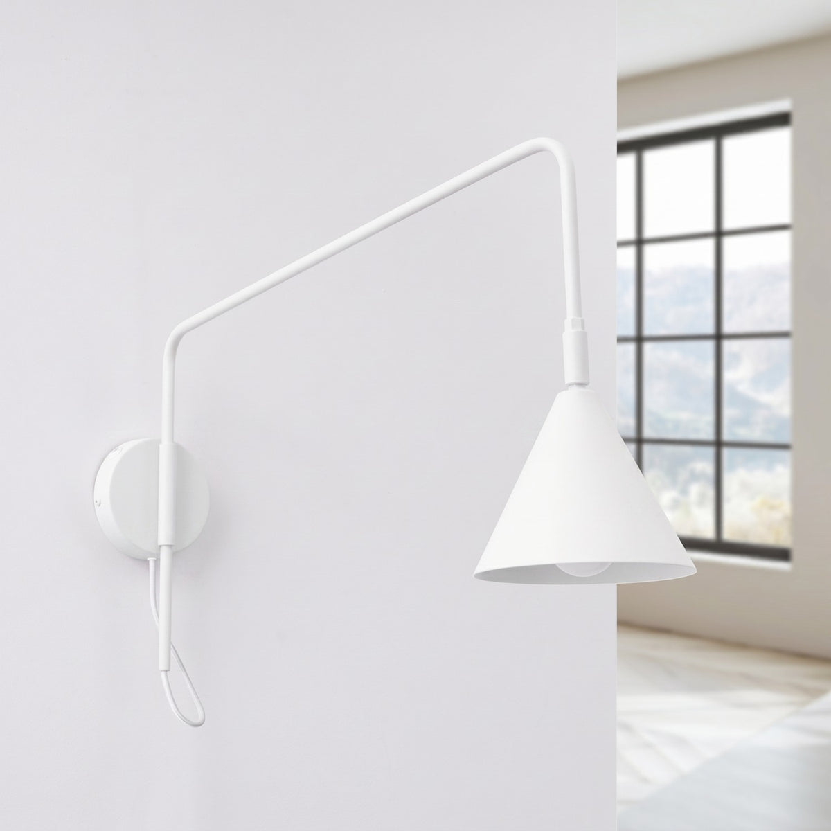 Wall lamp NOX 1 white with a switch
